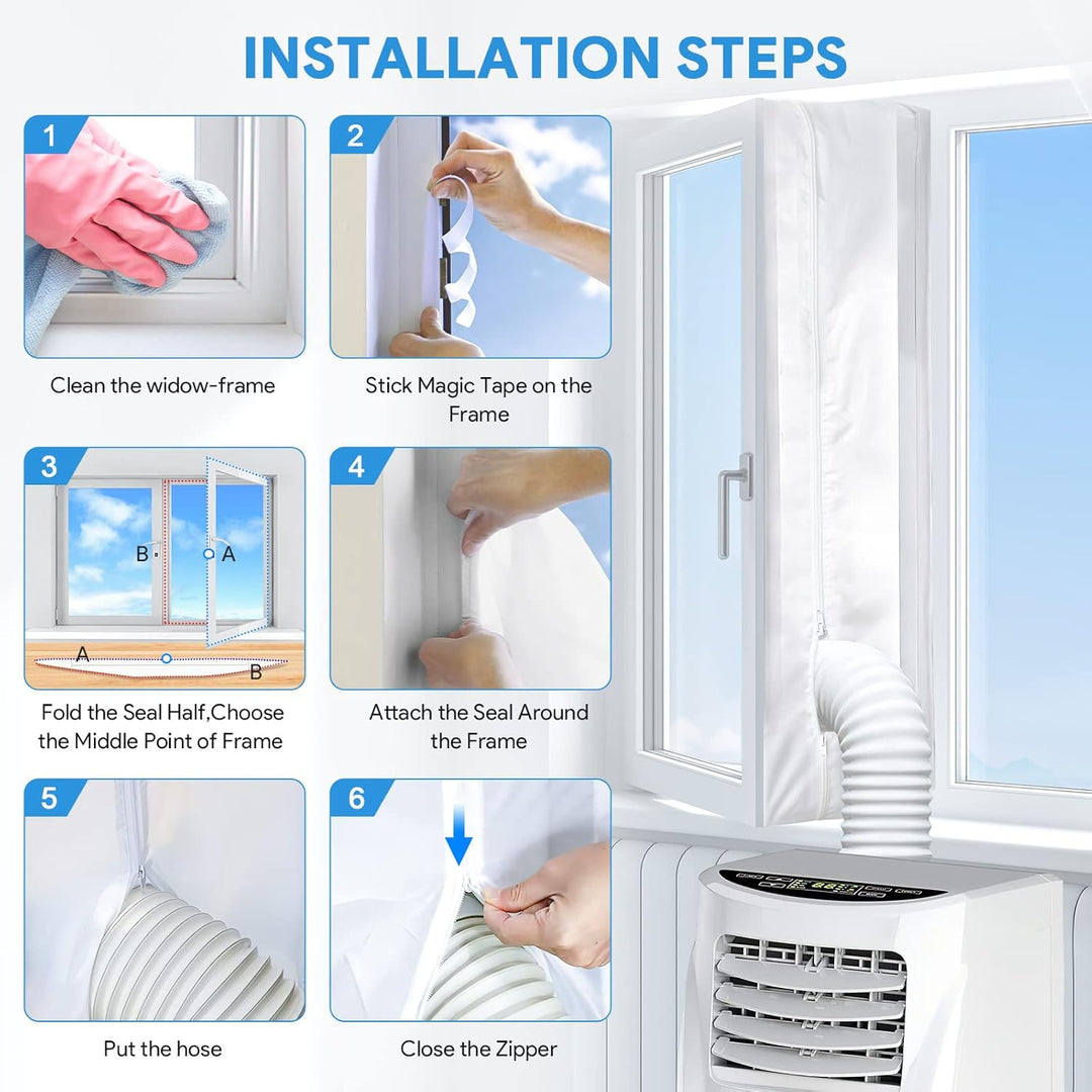 EGNBU 400CM Fensterabdichtung für Mobile Klimageräte, Klimaanlagen, Wäschetrockner, Ablufttrockner,