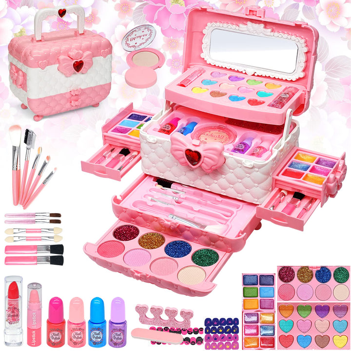 Mrabbitoo Kinderschminke Set Mädchen Schminkkoffer - Waschbar Kinder Make Up Set Schminkset Spielzeu