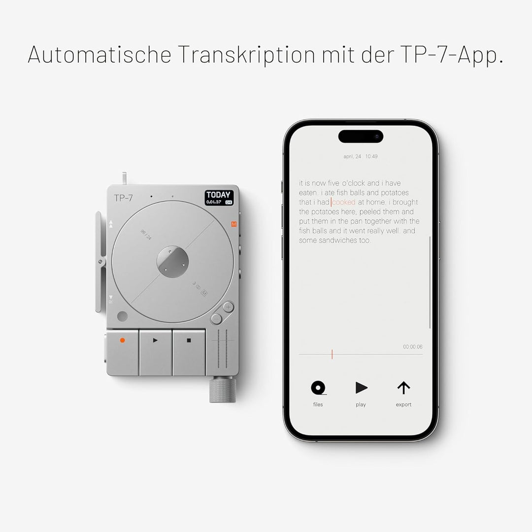 teenage engineering TP–7 tragbares Aufnahmegerät, mit USB-C-Audiointerface, Bluetooth, internes Mikr