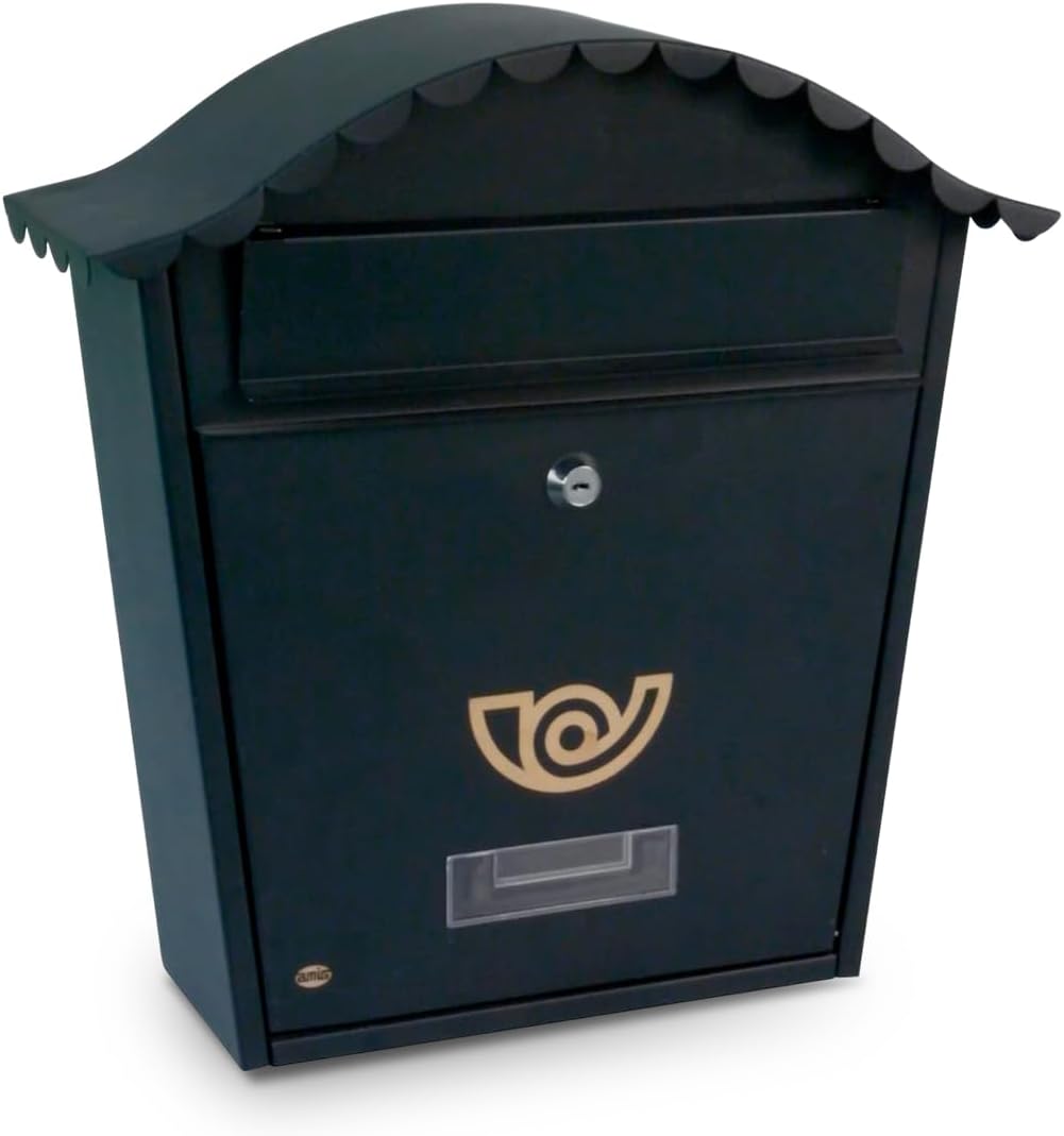 Amig - Aussenbriefkasten | Briefkasten für Wand, Mauer oder Zaun | Masse: 37 x 32 x 10,5 cm | Stahl
