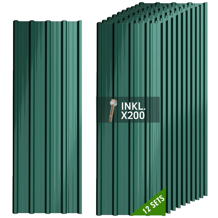 Warmfay® Profilblech Trapezblech 12er Set, 115×45 cm (6,21 m²), Wetterfest Rostresistent Verzinkte W