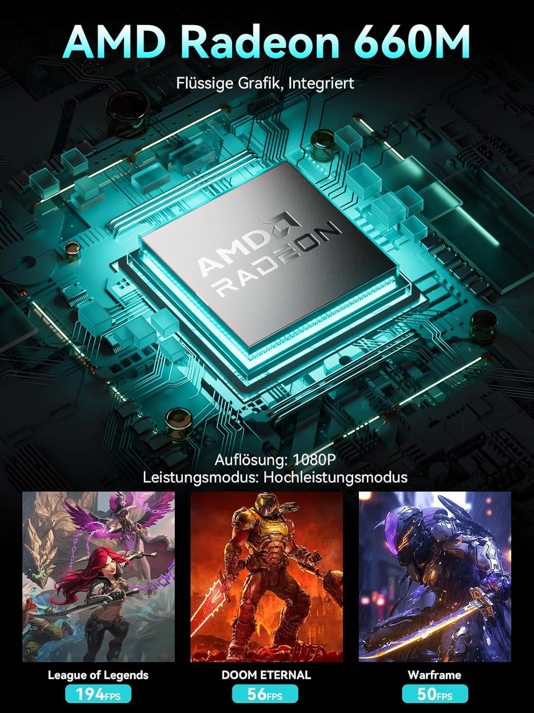 GMKtec Mini Gaming PC, M8 Desktop Computer AMD Ryzen 5 PRO 6650H (6C/12T 4,50 GHz), Dual 2.5GbE LAN,