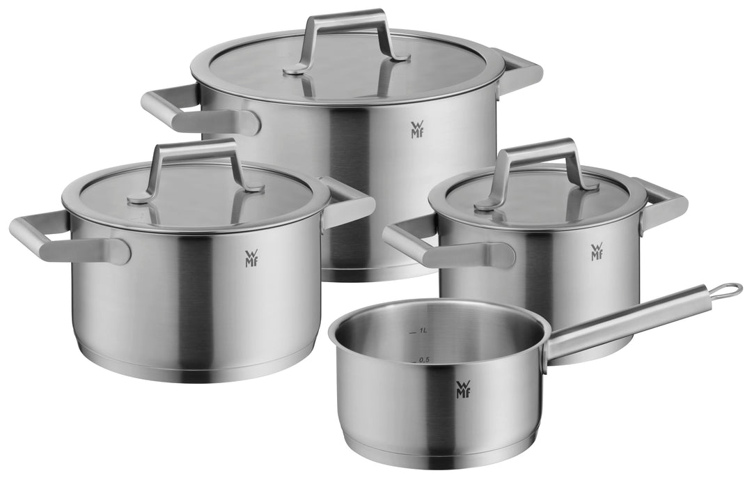 WMF Comfort Line Topfset Induktion 4-teilig, Induktions Töpfe Set, Kochtopf Set mit Glasdeckel, Crom
