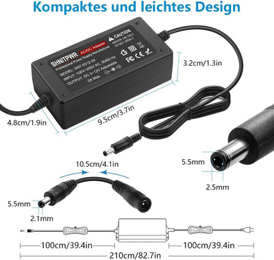 SHNITPWR Universal 3V~12V Steckernetzteil 24W 2A Netzteil Adapter 100~240V AC bis DC 3V 5V 6V 9V 12V