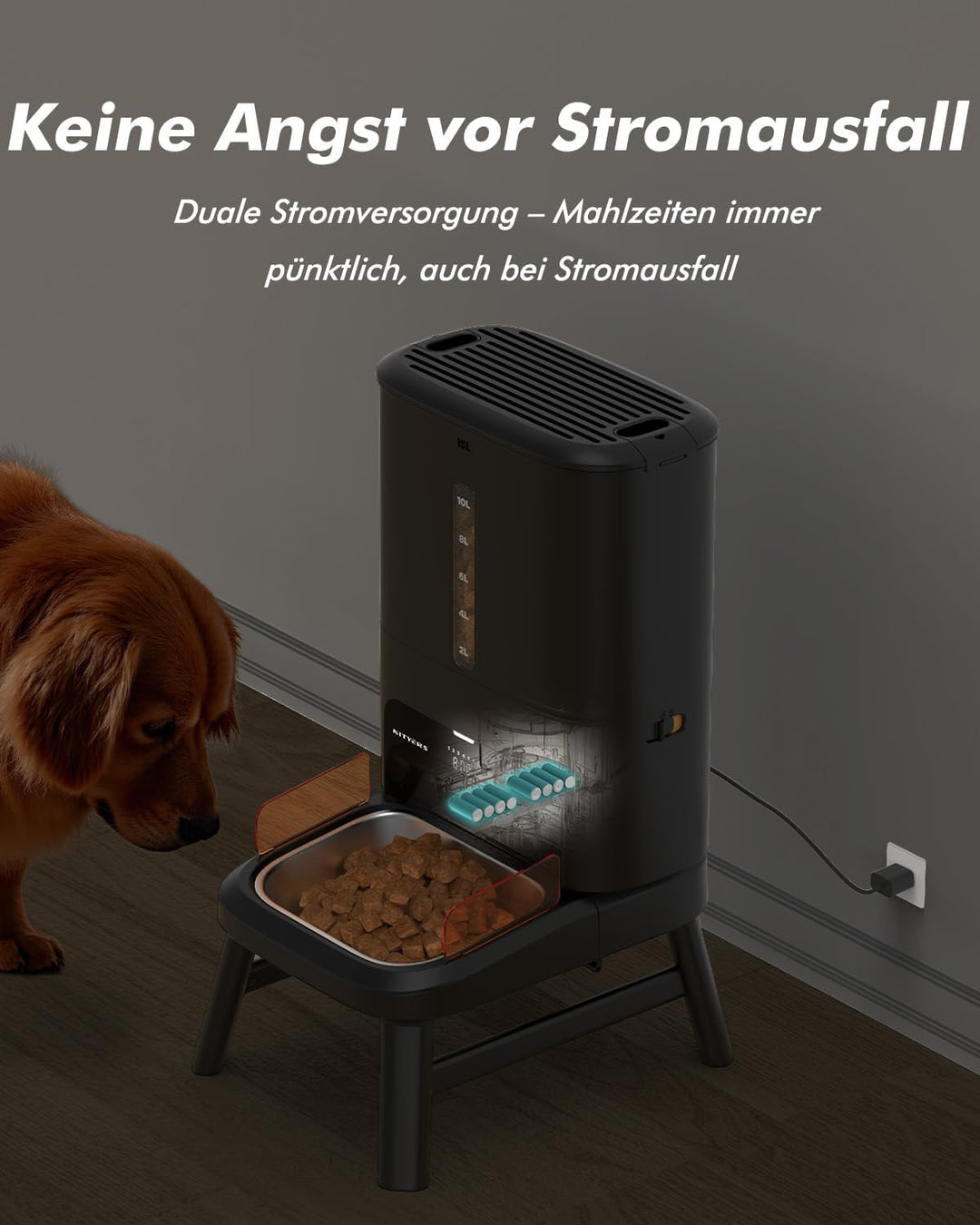 Futterautomat Katze für grosse Hunde, 15L grosse Kapazität für Katzen &amp; Hunde | Katzenfutter für 2–2