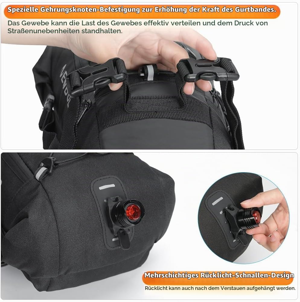 Fahrrad Satteltasche Wasserdicht, 10L Fahrradtasche Sattel Super Fester Halt, Fahrradtasche Sitztasc