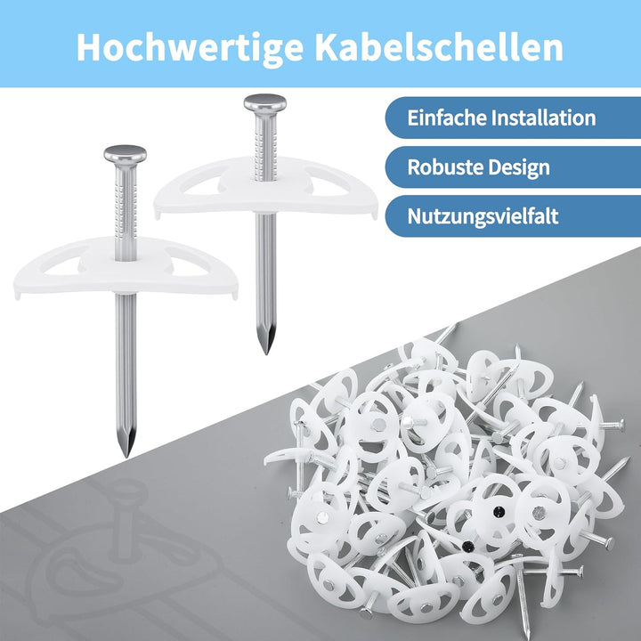 Enhon 150 Stück Nagelscheiben mit Montagenagel, 75 Stück 3,2 x 40mm und 75 Stück 3,5 x 50mm Montagen