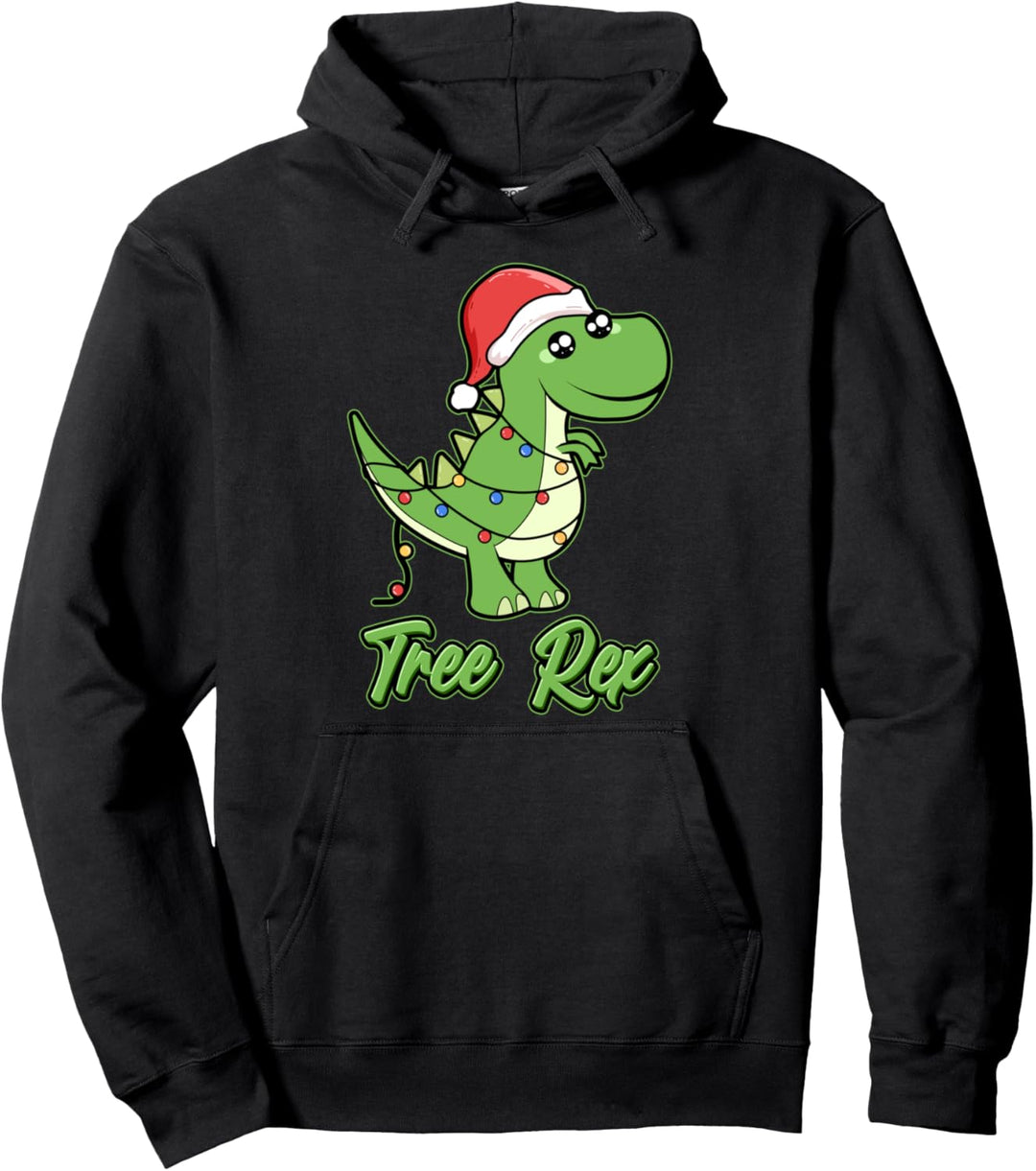 Christmas Frohe Weihnachten Santa Claus Dinosaurier TREEREX Pullover Hoodie