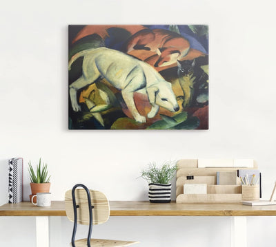 ARTland Leinwandbilder Wandbild Bild auf Leinwand 80x60 cm Wanddeko Abstrakte Kunst Idyll Drei Tiere