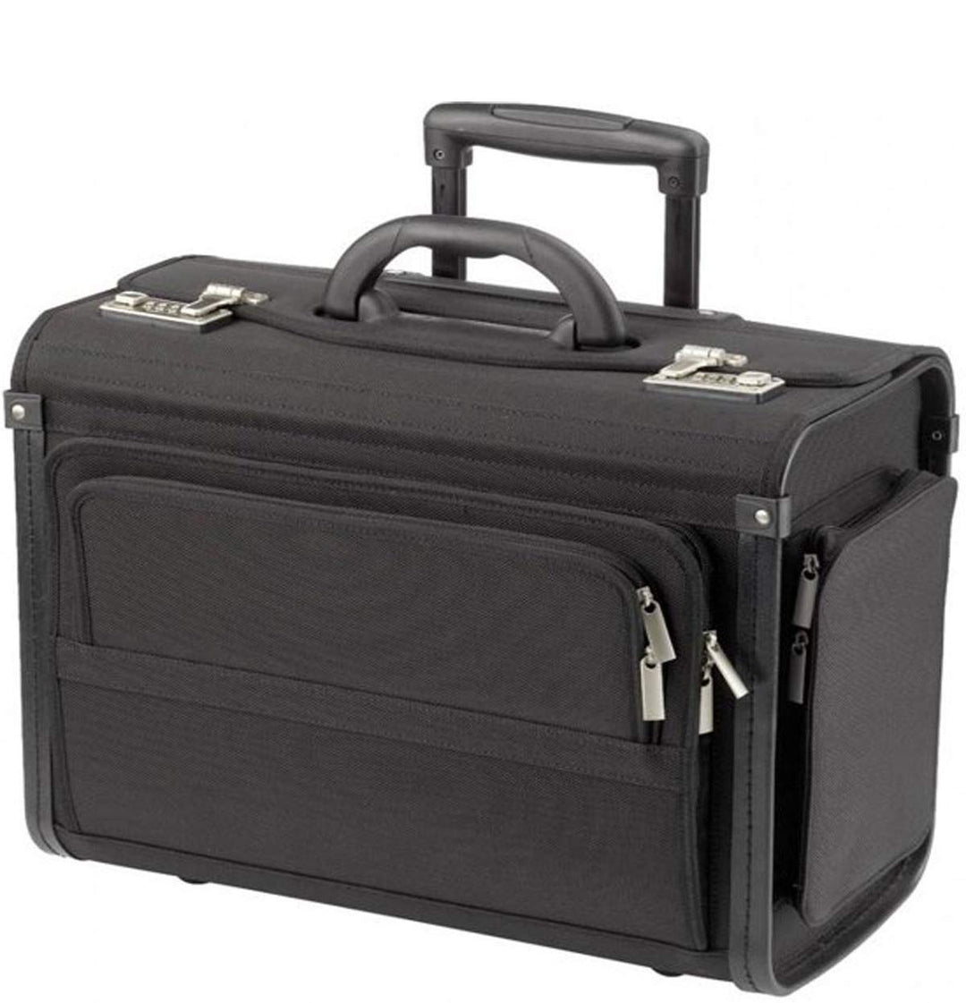Pilotenkoffer Aktenkoffer Laptop Trolley Koffer Polyester Schwarz 48 cm Bowatex