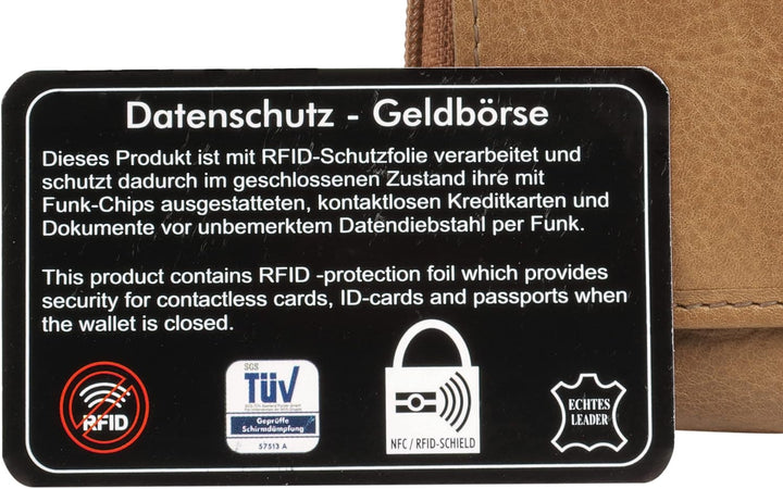 bruno banani kleine Geldbörse im Querformat Echt Leder Damen | RFID-Schutz, Clever konzipiert, Kompa