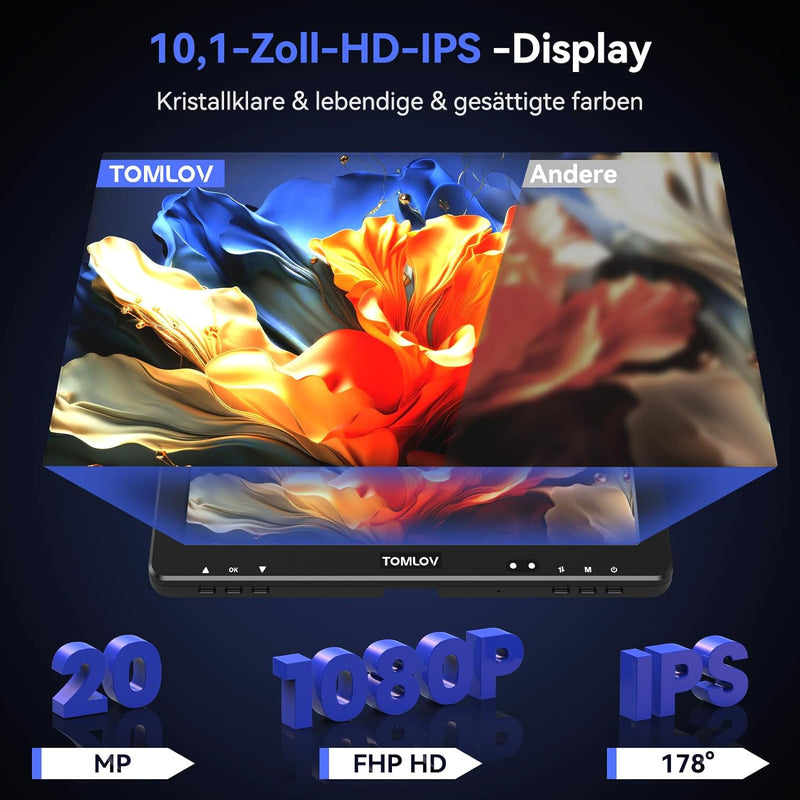 TOMLOV DM9 Max 10,1-Zoll HDMI Digitales Mikroskop 1500X, 24MP LCD Vergrösserung Mikroskop für Münzbe