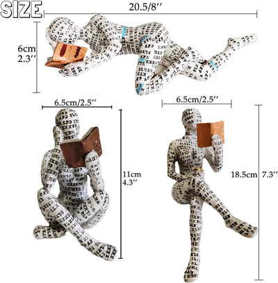 PIGPIGFLY 3pcs Leserstatue,Deko Figuren,Deko Wohnzimmer,Home Store Dekoration, Leser,Modern Abstract