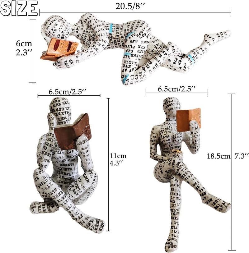 PIGPIGFLY 3pcs Leserstatue,Deko Figuren,Deko Wohnzimmer,Home Store Dekoration, Leser,Modern Abstract