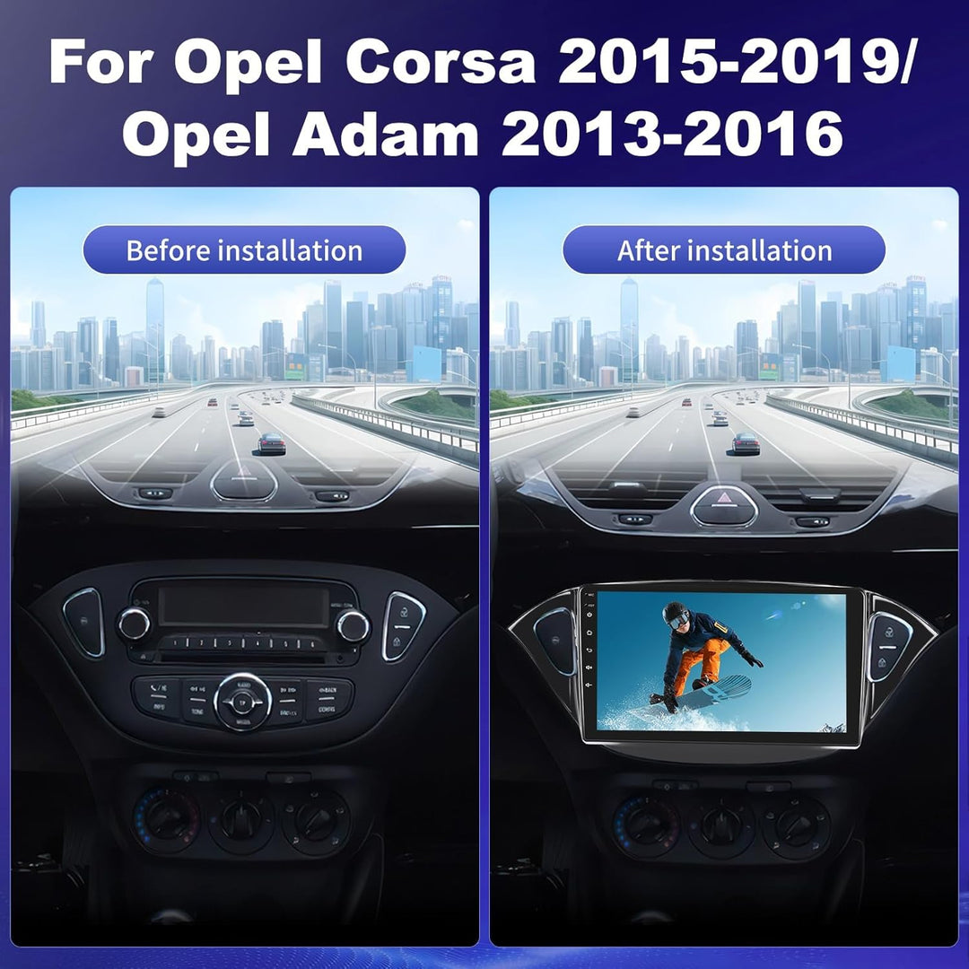 2G+64G Android 13 Autoradio für Opel Corsa 2015-2019/Opel Adam 2013-2016 mit Carplay Android Auto, 9