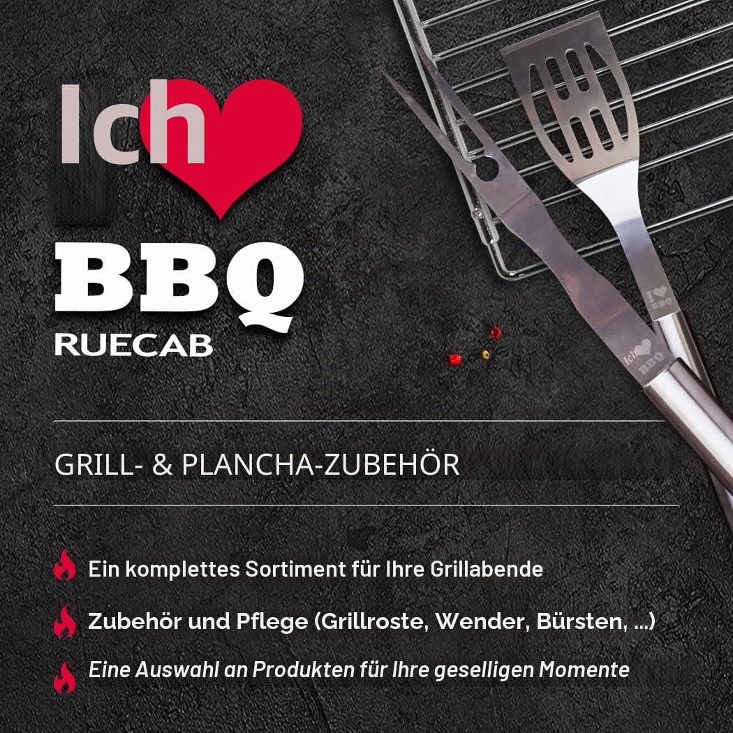 I LOVE BBQ – RUECAB Grillroste für Grill und Smoker – Doppelt verstellbarer Grillrost, 31 x 23 cm, v