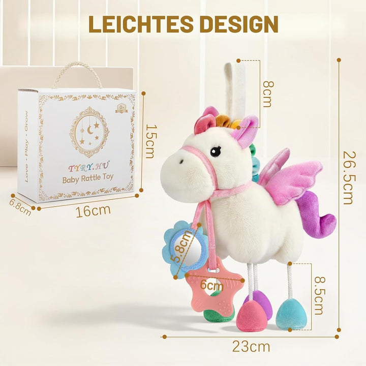 TYRY.HU Baby Spielzeug für Kinderwagen,Rassel Sensory Spielzeug, Knisterfolie, Beissring &amp; Spiegel,