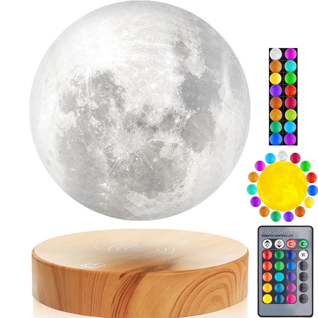 VGAzer Schwebende Mond Lampe,In der Luft frei schweben und spinnen mit hölzerner Basis und Mondlicht