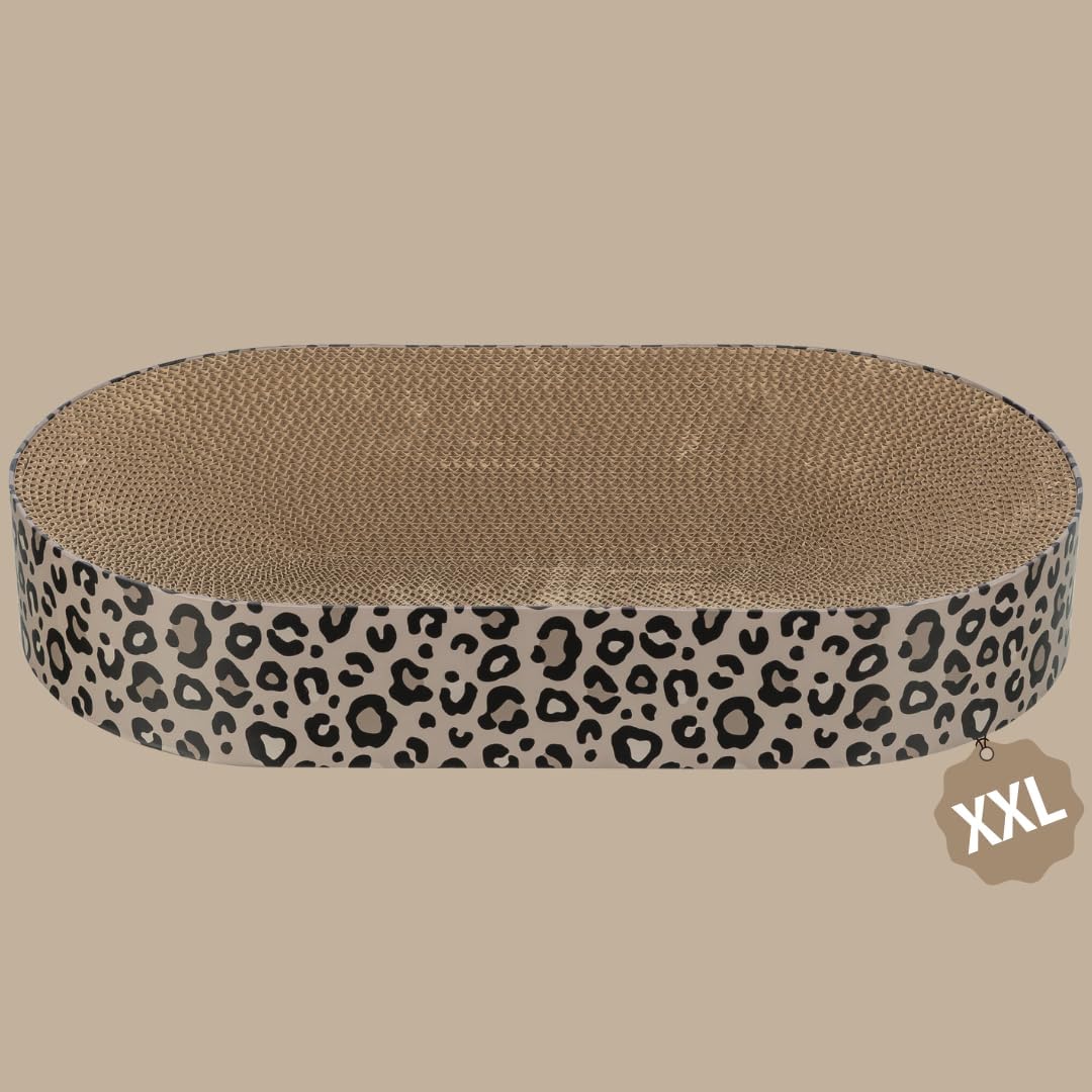 Trixie Kratzbrett Leo aus Pappe 63 × 10 × 35 cm, Kratzspielzeug mit Katzenminze, braun - 48035