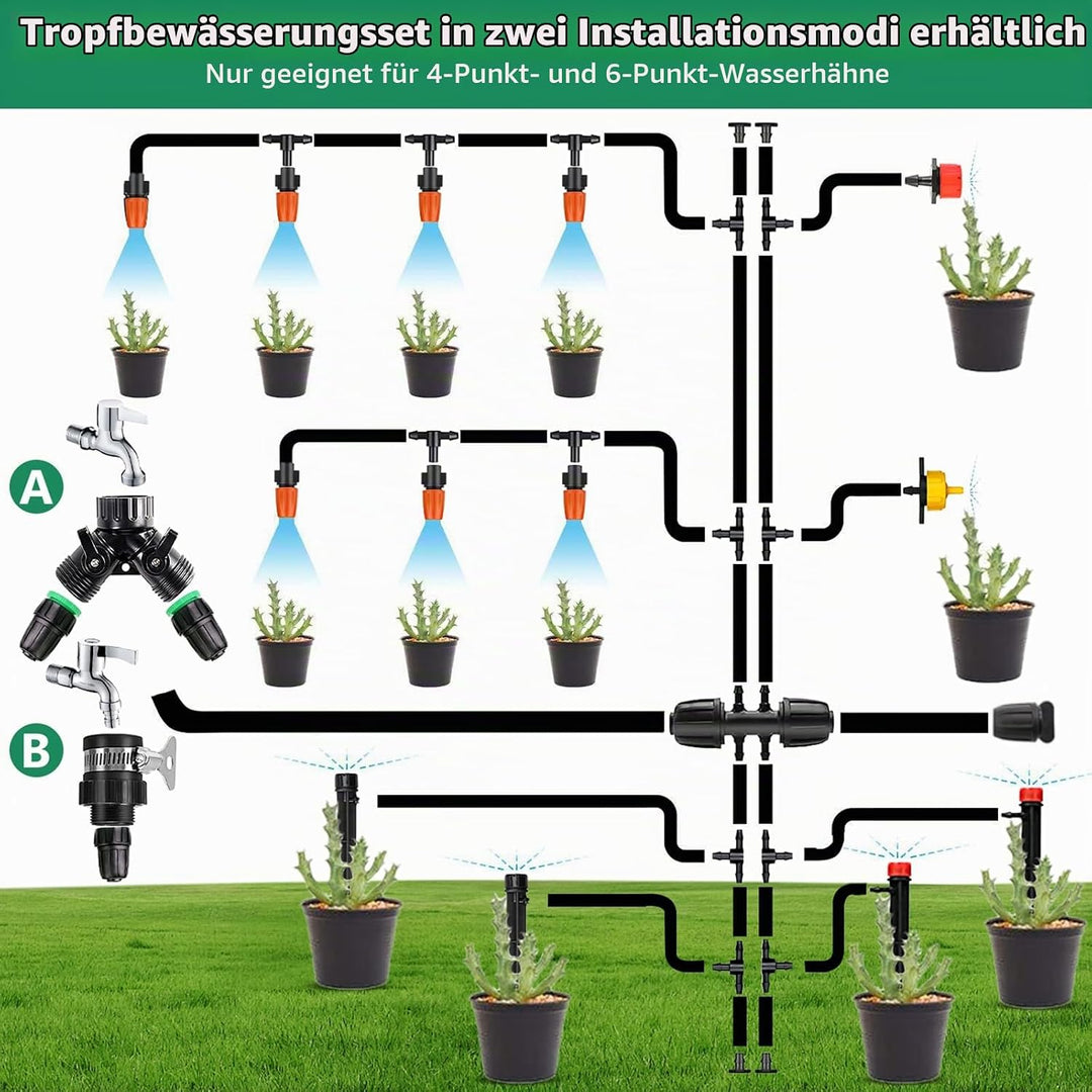 269 Stück Bewässerungssystem,40M+8M Bewässerungsrohre,DIY Gartenbewässerung,Automatische Sprinkler T