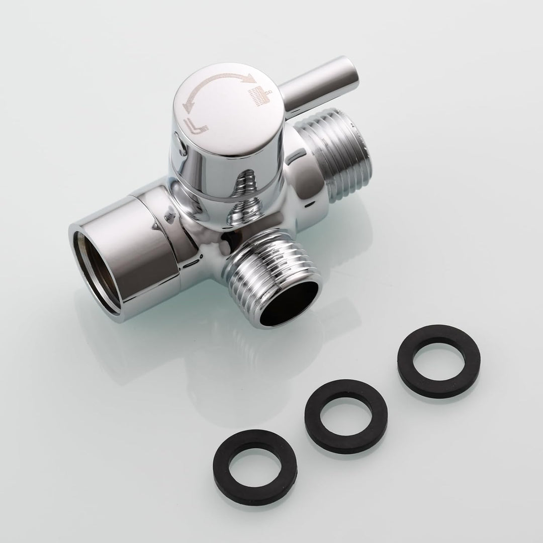 Tecmolog Dusche Adapter G1/2 Messing Umstellventil für Handbrause und Festen Sprühkopf, Chrom, Chrom