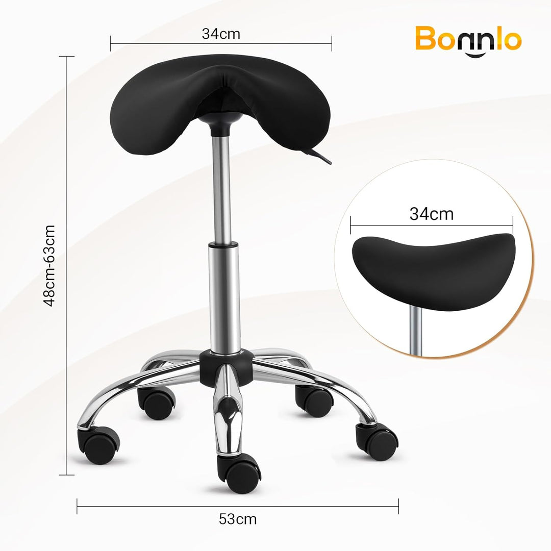 Bonnlo Sattelhocker mit Rollen 360°, Sattelhocker Höhenverstellbar 48-63cm, Rollhocker Ergonomisch 1