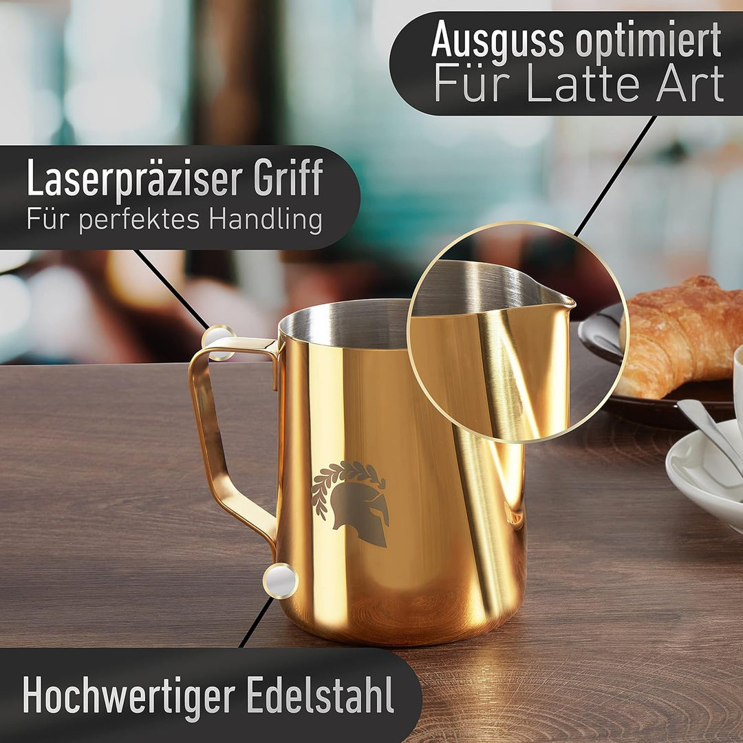 Barista Legends® Milchkännchen Edelstahl 600ml - mit speziellem Latte Art Ausguss - Milchkanne für H