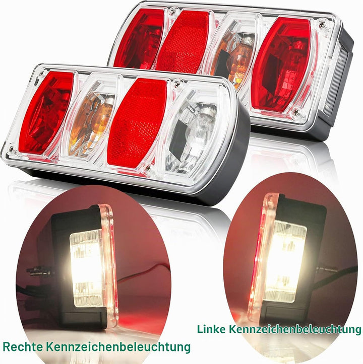 DARKGUARD Rückleuchten Satz für Anhänger 12v,mit E4 Prüfzeichen,7Funktion 2pcs Halogen Rücklicht Anh