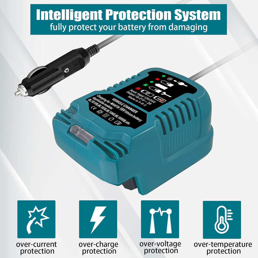 Auto DC18RC Schnellladegerät Kompatibel für Makita 18V Akku BL1830 BL1840 BL1850 BL1860, mit LED Anz