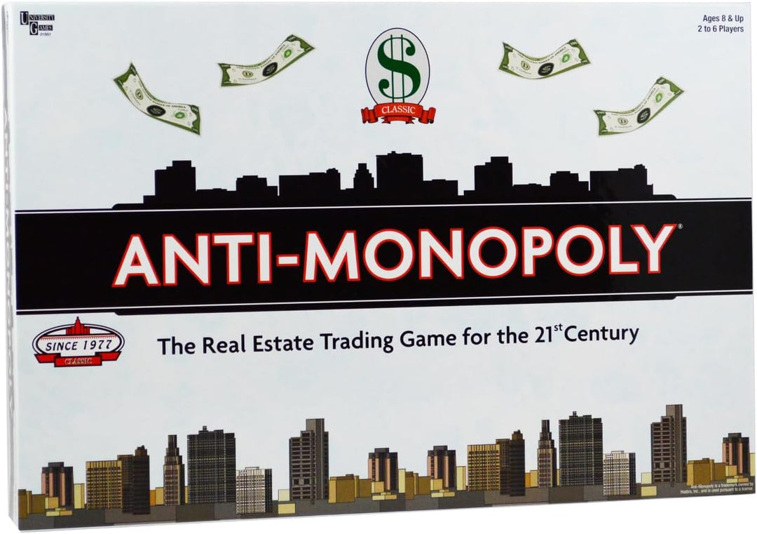University Games P01851 Anti-Monopoly Board Game, 15 x 10.5 x 2.25 inches