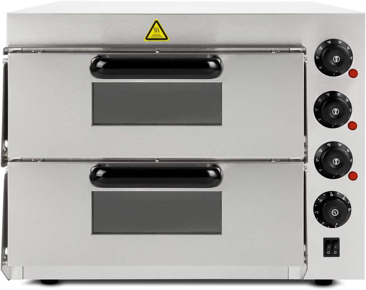 VERTES Gastro Pizzaofen mit Doppelkammer, feuerfestem Stein, 3000W, Timerfunktion und Beleuchtung, p