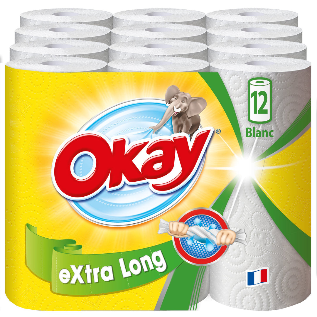 Okay Extra Lang Küchenrollenhalter Compact weiss 12 = 18 Rollen – 4 Stück