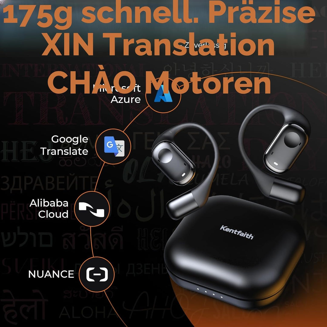 Kentfaith KI Übersetzer Kopfhörer, 3-in-1 Bluetooth 5.3 Echtzeit Übersetzungskopfhörer mit 150 Sprac