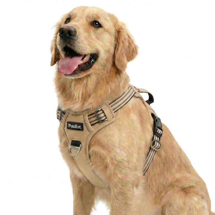 Funfox Hundegeschirr Mittelgrosse Hunde [L] - Verstellbares Anti-Zug Brustgeschirr mit Griff & Refle