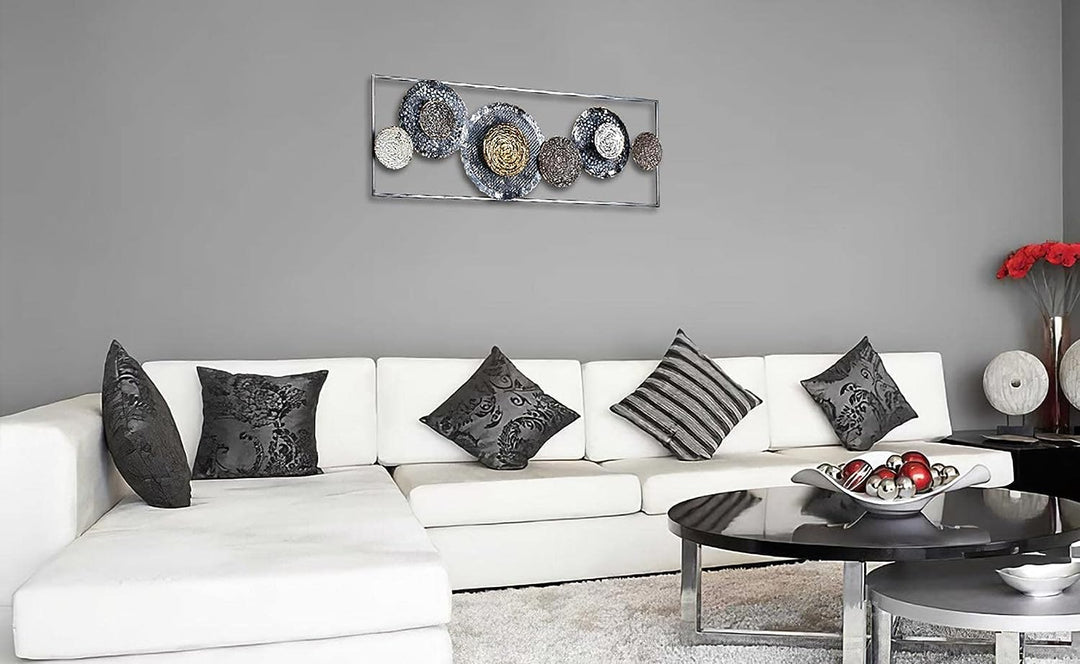 Kobolo Wandbild Wanddeko Metallbild 3D-Bild - BLOSSOM - anthrazit silber gold - ca 31x91 cm