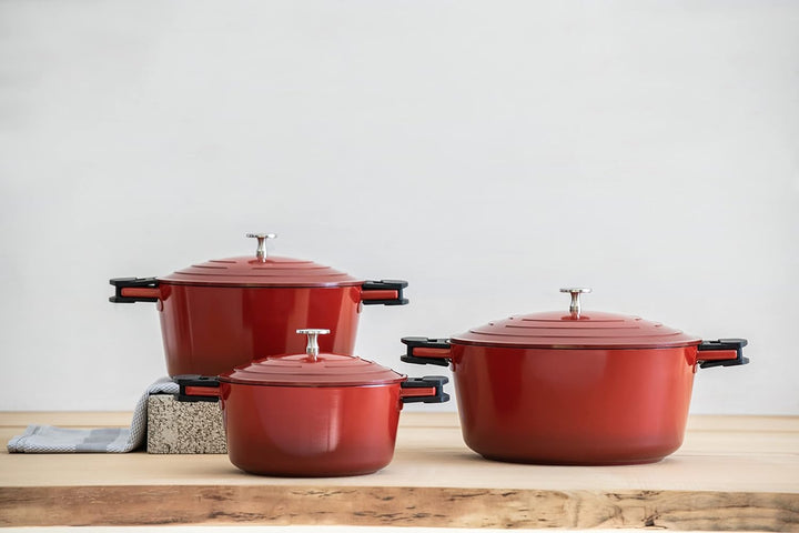 Kelomat, 3422-385, Schmortopf INDUKTION KERAMIKA RED, mit Deckel, Durchmesser 28cm, Inhalt 6,8 Liter