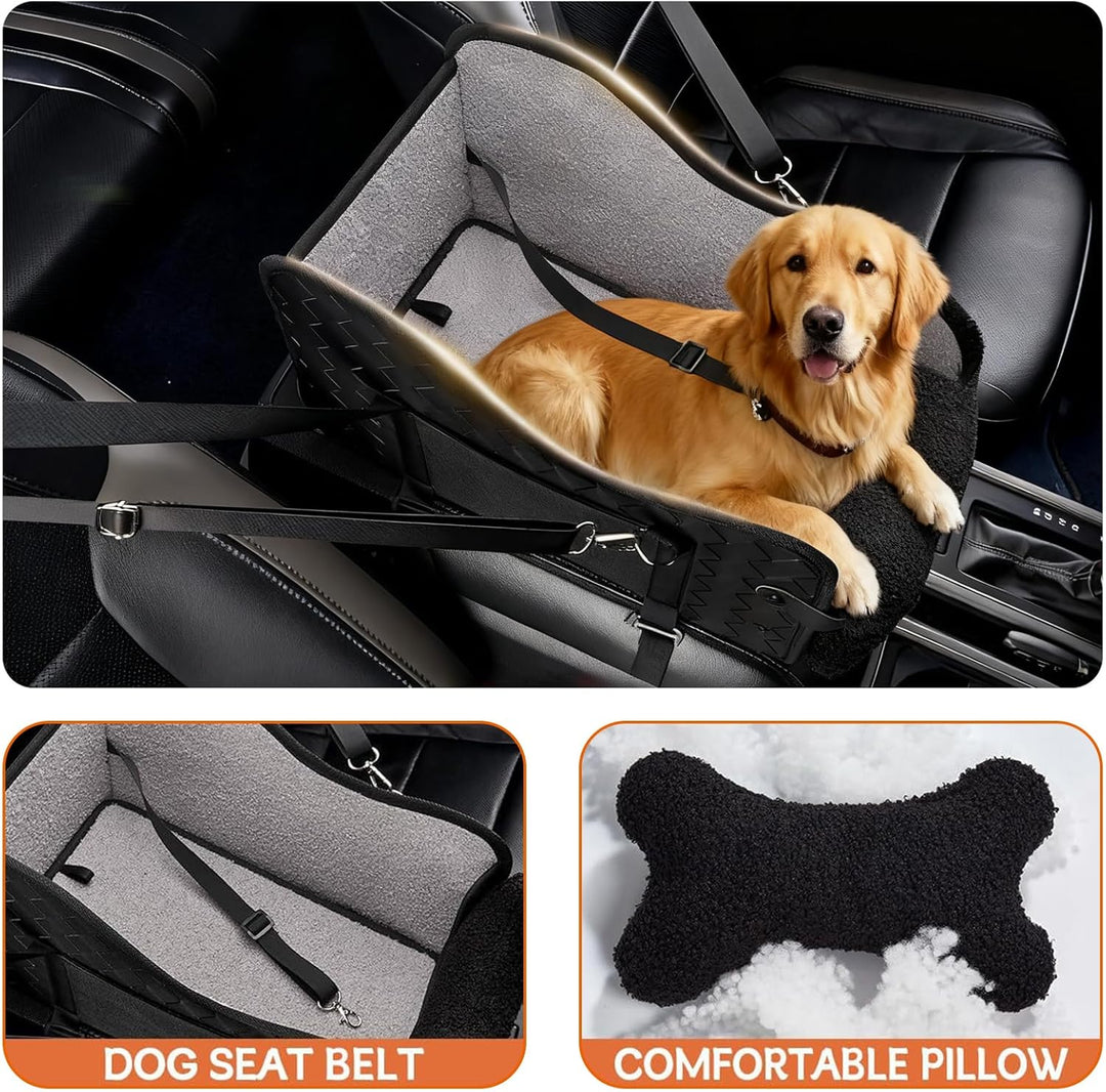 Hunde Autositz, Hundesitz Auto, für kleine bis mittlere Hunde, Rutschfester Hundeautositz mit Sicher