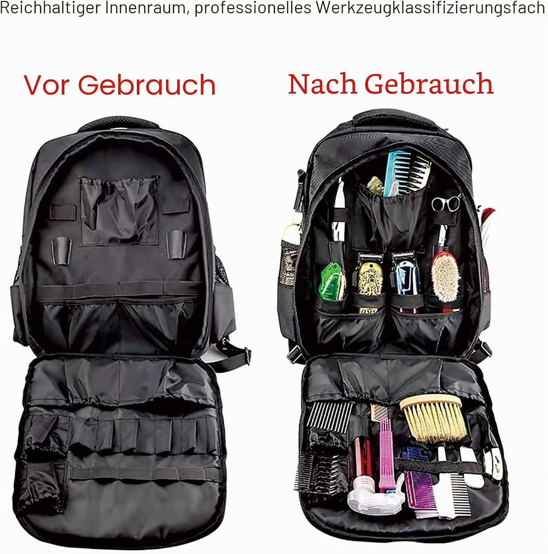 Barber Clippers Rucksack Tasche für Friseur, Friseurtasche Haarwerkzeuge Organizer Schwarz Barber Ba