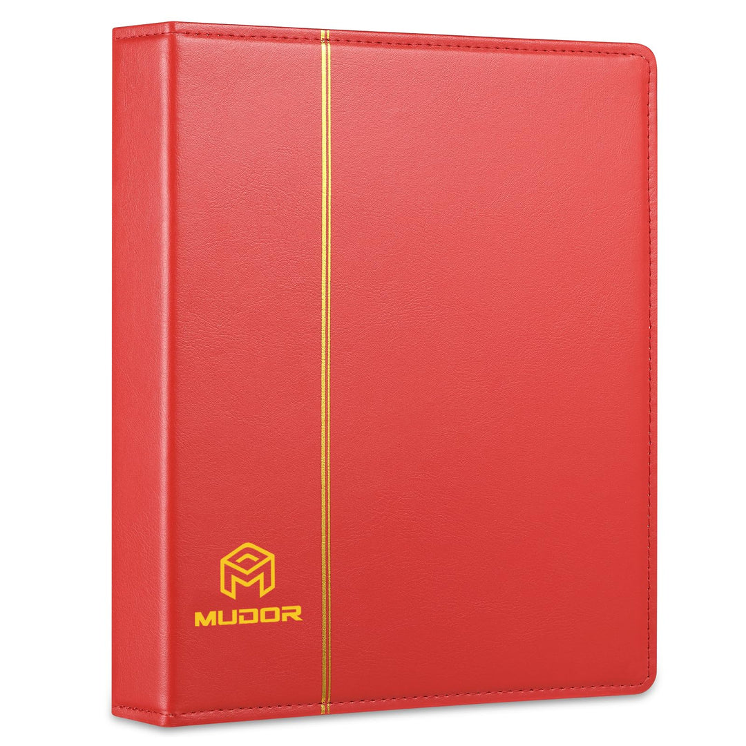 MUDOR Leere Premium PU Classic Binder 4 Ring Binder Alben Einsteckbuch für Briefmarken, Dokumente, M