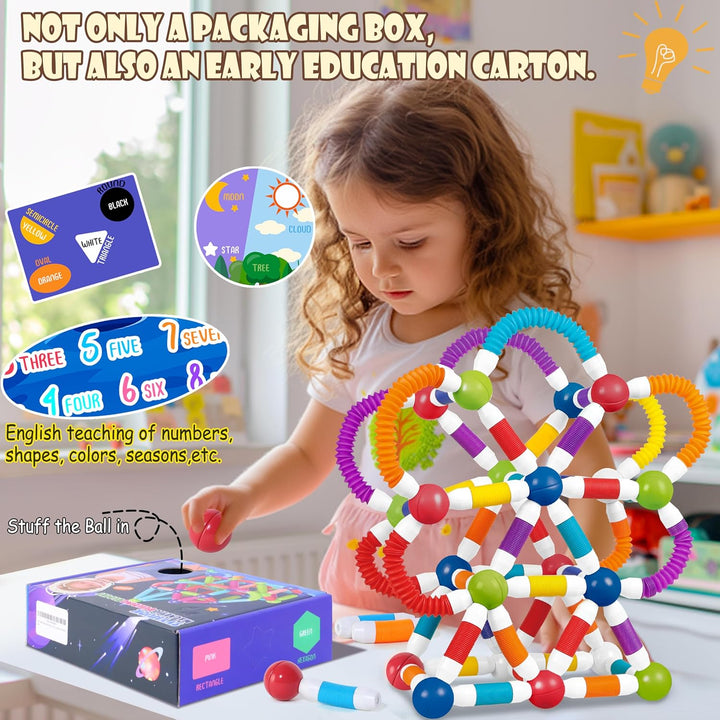 Magnetische Bausteine Einziehbarer 64 Stück Magnetbausteine Kinder, 3D Kreative Montessori Magnet Ba