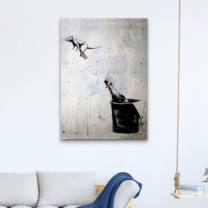 Giallobus - Gemälde - Banksy - - Standardleinwand - 100x140-14 - Maus auf dem Flaschenverschluss - B