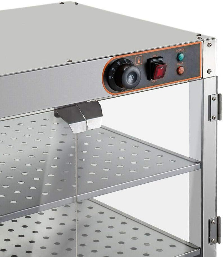Catering Heisse Theke Warmhaltevitrine Wärmetheke Aufsatzvitrine mit Beleuchtung,800W 30-85 °C therm