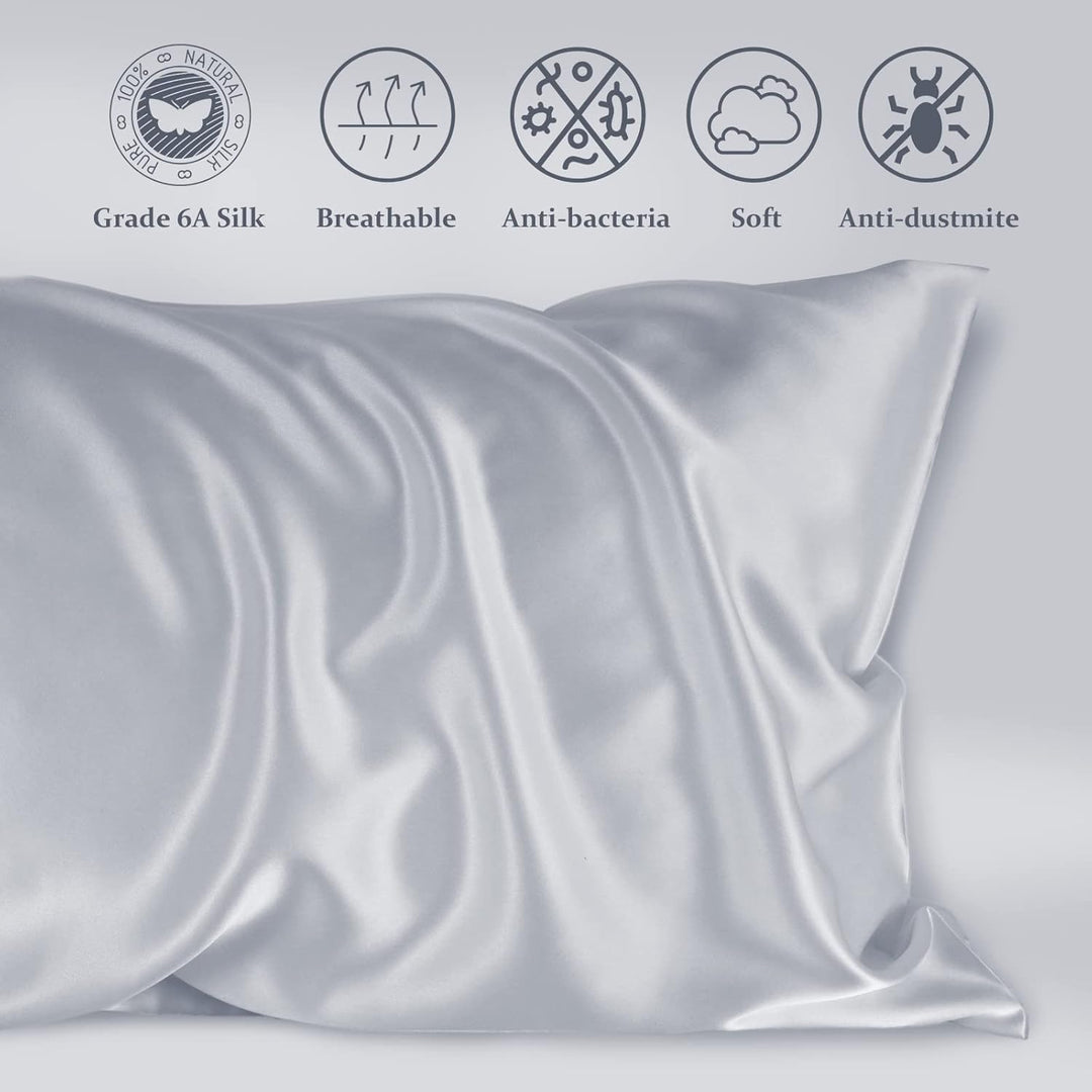 LULUSILK Kissenbezug für Haare und Haut, 100 % reine Seide, 16 Momme mit verdecktem Reissverschluss,