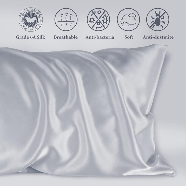 LULUSILK Kissenbezug für Haare und Haut, 100 % reine Seide, 16 Momme mit verdecktem Reissverschluss,