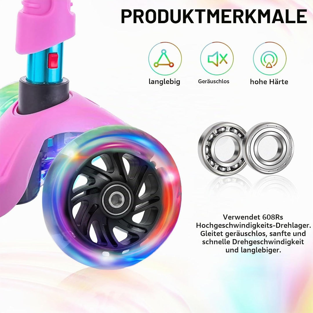 Leuchtende Stunt Scooter Rollen, 2 Stück LED-Lichtrollen, 100mm Led-Scooter Ersatzräder Räder mit AB