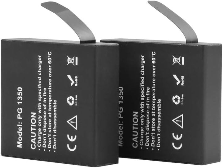 AKASO Action Cam Battery Charger, 2 x 1350 mAh Battery, with LED Micro USB Double Hole Charger for A
