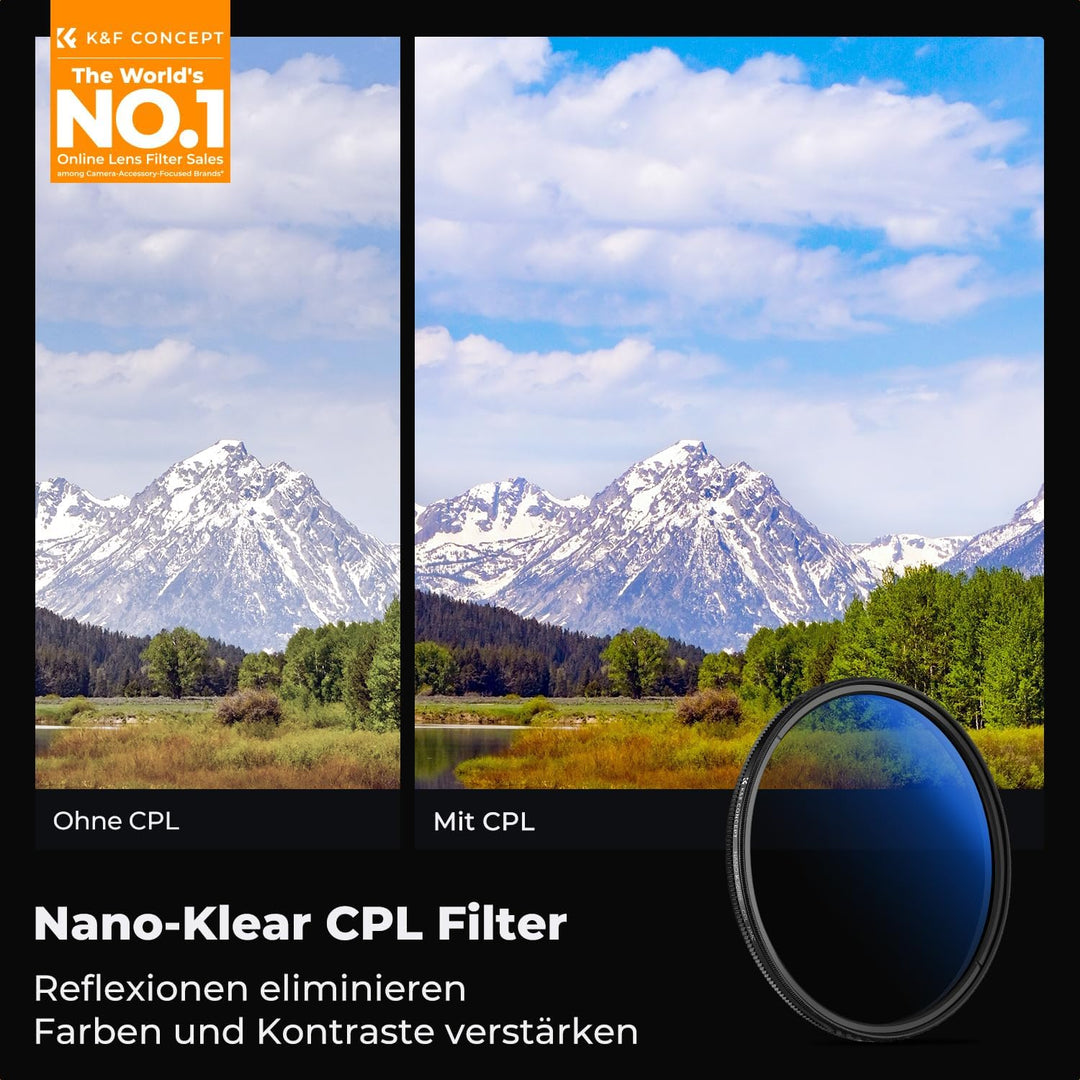 K&F Concept K-Serie Pro 39mm Slim Zirkularer Polfilter Polarisationsfilter CPL Filter Cirkular Polfi