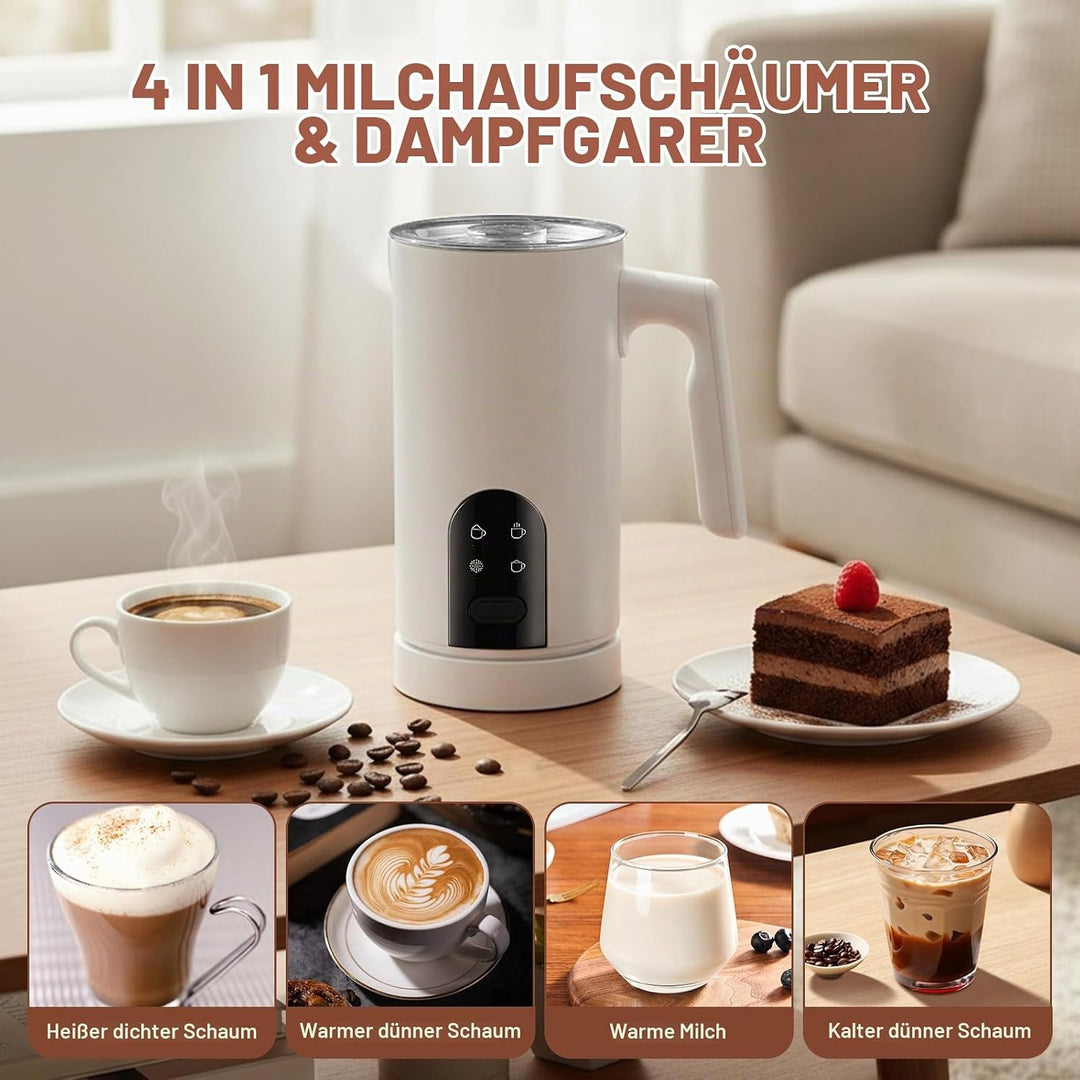 4-In-1 Elektrischer Milchaufschäumer: Automatischer Milchaufschäumer Für Heisse Kalte Milch Automati