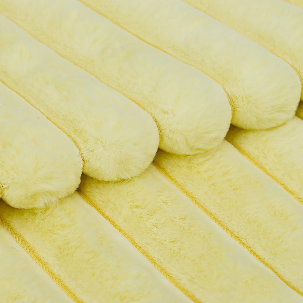 Madizz 2er Set Kunstpelz Plüsch Dekorative Kissenbezüge Flauschig Gestreifte Weich Dekorative Kissen