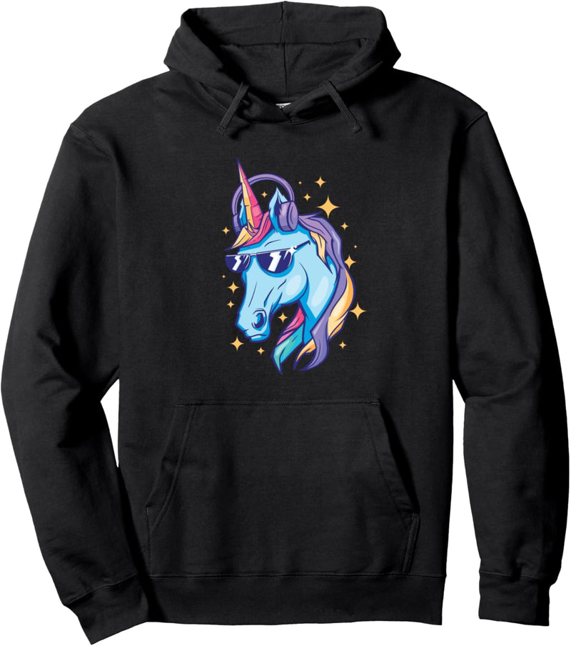 Cooles Einhorn hört Musik über Kopfhörer Pullover Hoodie